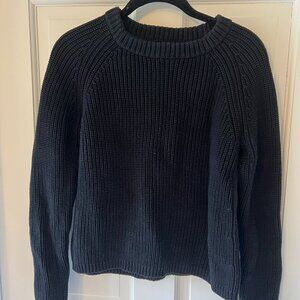 Quince 100% Organic Cotton Fisherman Crew Sweater – Black – Size S